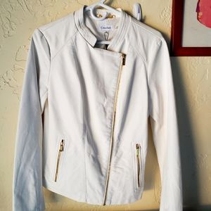 Calvin Klein NWT cream faux leather moto jacket